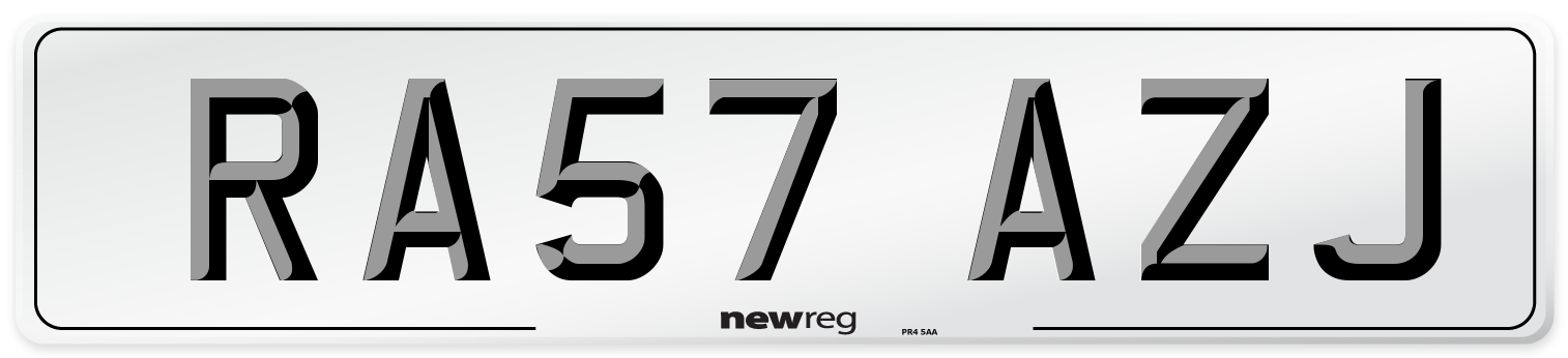 RA57 AZJ Number Plate from New Reg